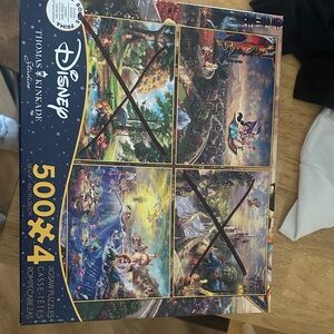 Disney Multi-Scene Puzzle Box Featuring Blue, Gold, Green and Purple Artwork